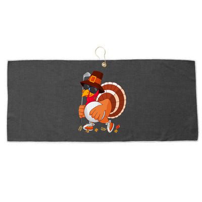 Turkey Playing Golf Thanksgiving Turkey Golf Large Microfiber Waffle Golf Towel