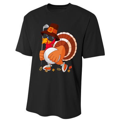 Turkey Playing Golf Thanksgiving Turkey Golf Performance Sprint T-Shirt