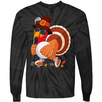 Turkey Playing Golf Thanksgiving Turkey Golf Tie-Dye Long Sleeve Shirt