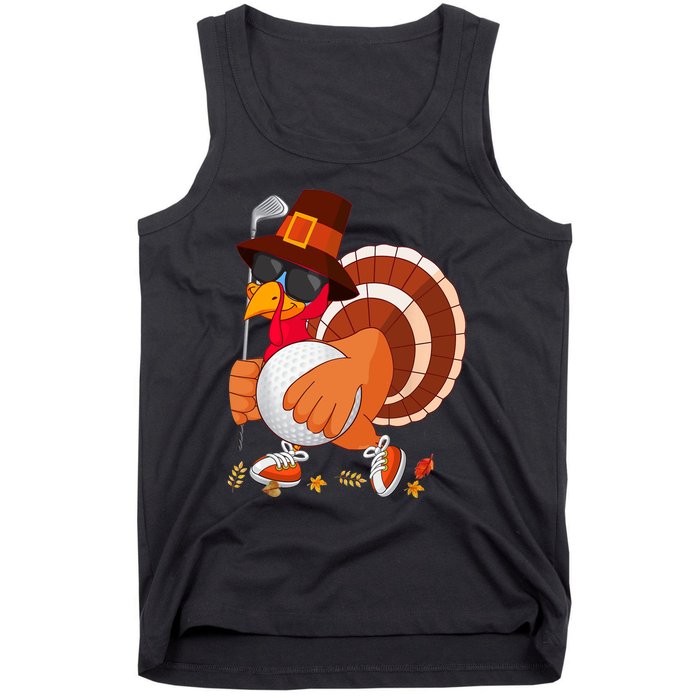 Turkey Playing Golf Thanksgiving Turkey Golf Tank Top