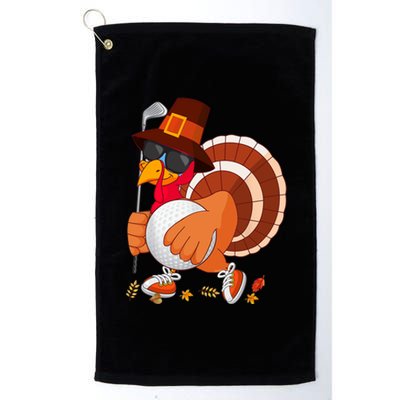 Turkey Playing Golf Thanksgiving Turkey Golf Platinum Collection Golf Towel