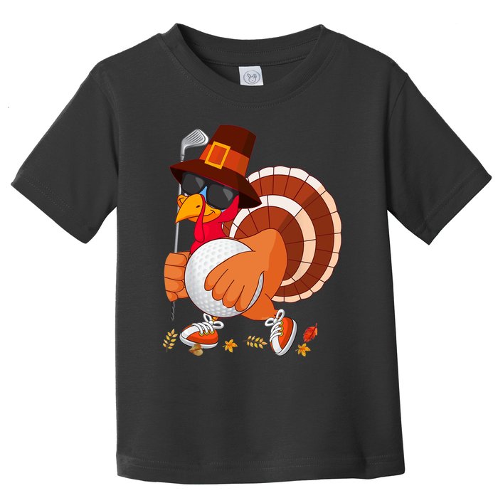 Turkey Playing Golf Thanksgiving Turkey Golf Toddler T-Shirt