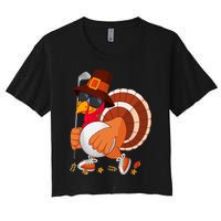 Turkey Playing Golf Thanksgiving Turkey Golf Women's Crop Top Tee