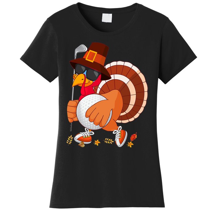 Turkey Playing Golf Thanksgiving Turkey Golf Women's T-Shirt