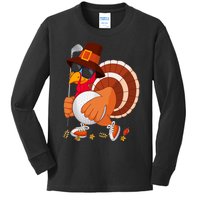 Turkey Playing Golf Thanksgiving Turkey Golf Kids Long Sleeve Shirt