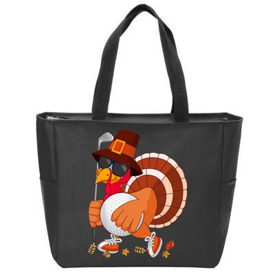 Turkey Playing Golf Thanksgiving Turkey Golf Zip Tote Bag