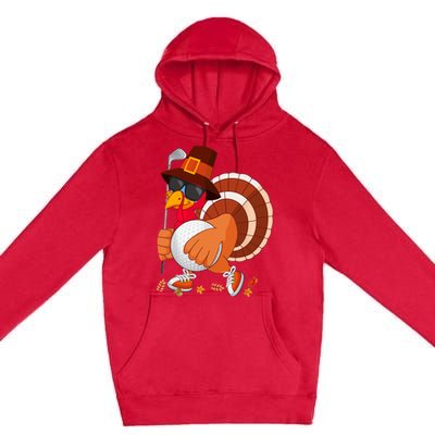 Turkey Playing Golf Thanksgiving Turkey Golf Premium Pullover Hoodie