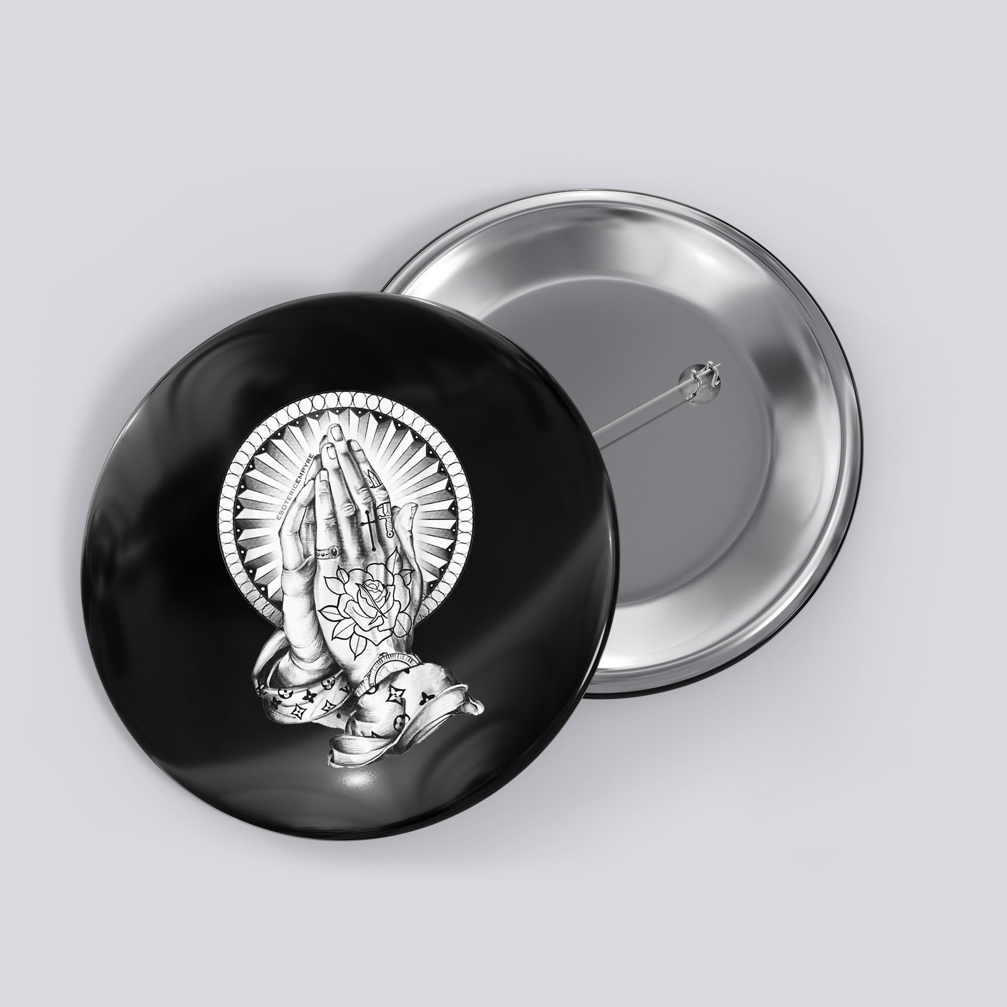 Tattoo Praying Hands Button