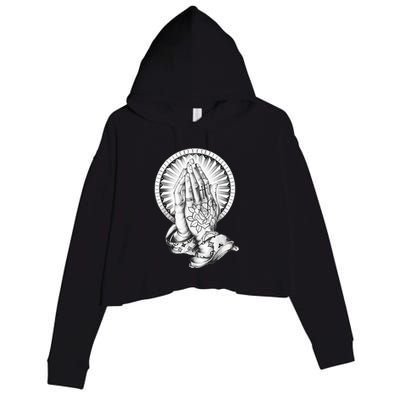 Tattoo Praying Hands Crop Fleece Hoodie