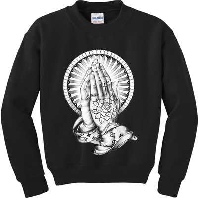 Tattoo Praying Hands Kids Sweatshirt