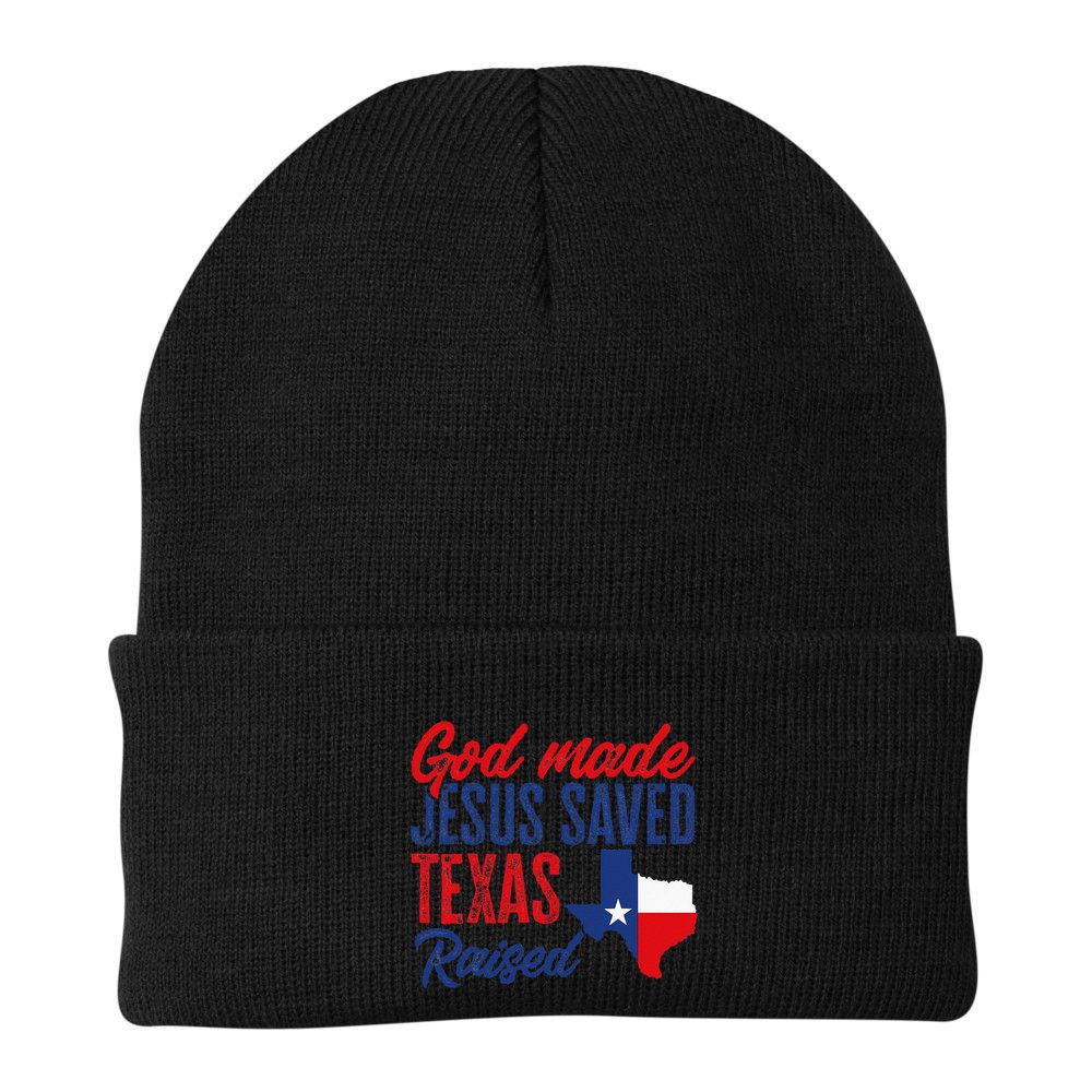 Texas Pride Home God Made Jesus Saved Texas Raised Beanie