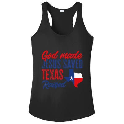Texas Pride Home God Made Jesus Saved Texas Raised Ladies PosiCharge Competitor Racerback Tank