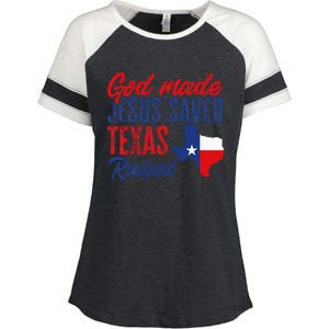 Texas Pride Home God Made Jesus Saved Texas Raised Enza Ladies Jersey Colorblock Tee