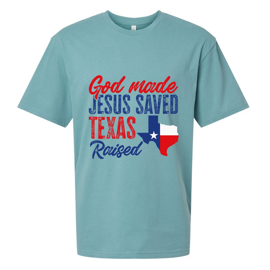 Texas Pride Home God Made Jesus Saved Texas Raised Sueded Cloud Jersey T-Shirt