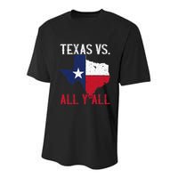 Texas Pride Home State Texas Vs. All YAll Youth Performance Sprint T-Shirt
