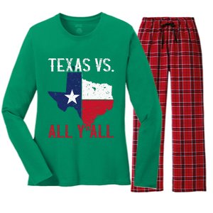 Texas Pride Home State Texas Vs. All YAll Women's Long Sleeve Flannel Pajama Set 