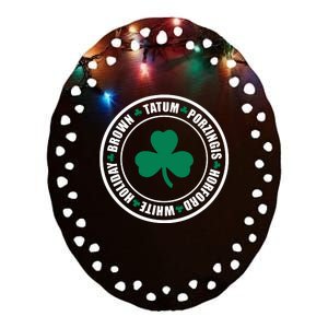 Tatum Porzingis Horford White Holiday Brown Ceramic Oval Ornament