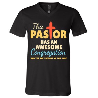 This Pastor Has An Awesome Congregation Preacher V-Neck T-Shirt