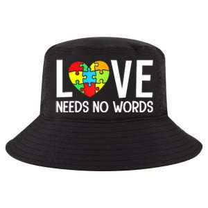 Teacher Puzzles Heart Love Needs No Word Autism Awareness Gift Cool Comfort Performance Bucket Hat