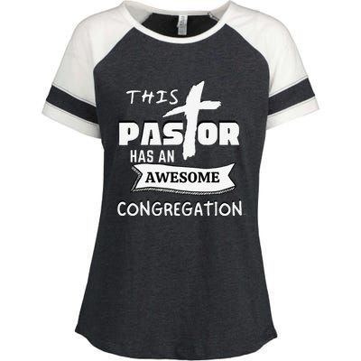 THIS PASTOR HAS AN AWESOME CONGREGATION Pastor Gift Enza Ladies Jersey Colorblock Tee