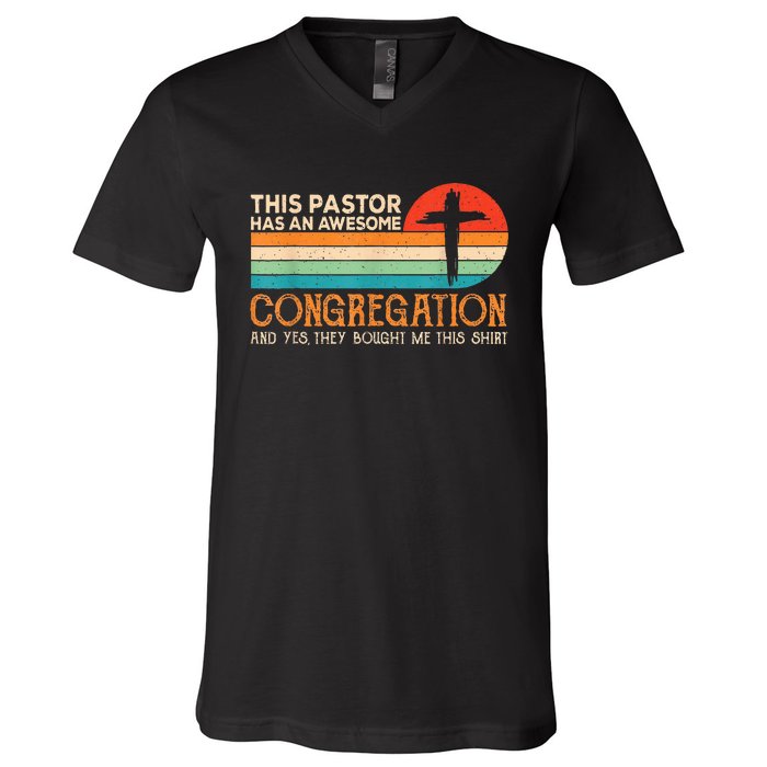 This Pastor Has An Awesome Congregation Preacher Vintage V-Neck T-Shirt