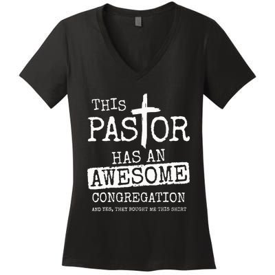 This Pastor Has An Awesome Congregation Jesus Women's V-Neck T-Shirt