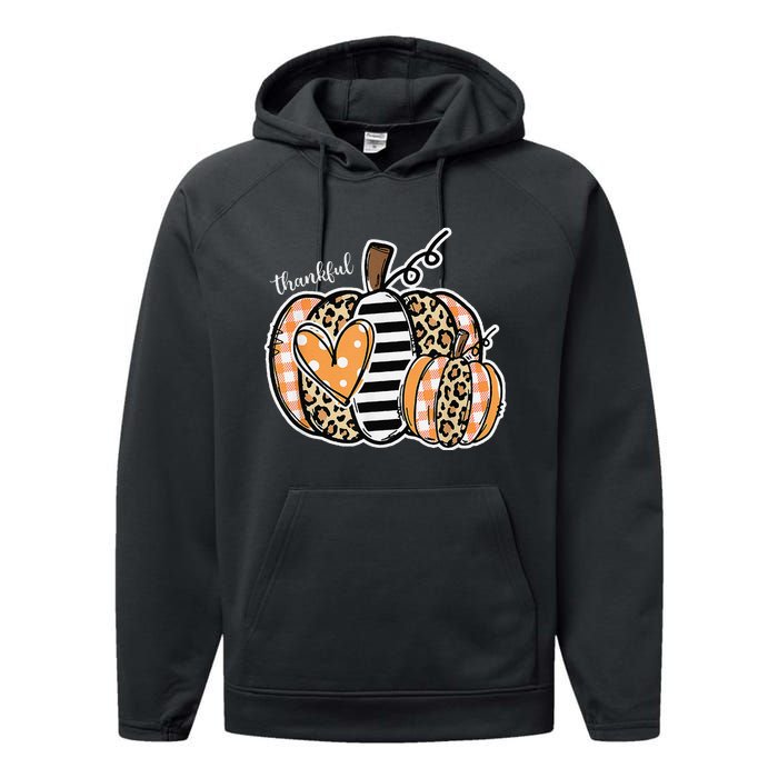 Thankful Pumpkin Happy Thanksgiving Day 2024 Performance Fleece Hoodie