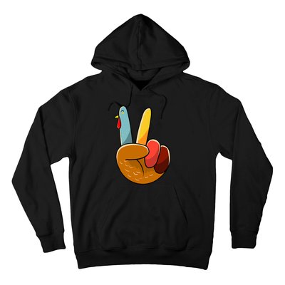 Turkey Peace Hand Sign Thanksgiving Thankful Hoodie