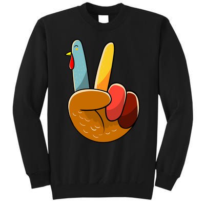 Turkey Peace Hand Sign Thanksgiving Thankful Sweatshirt