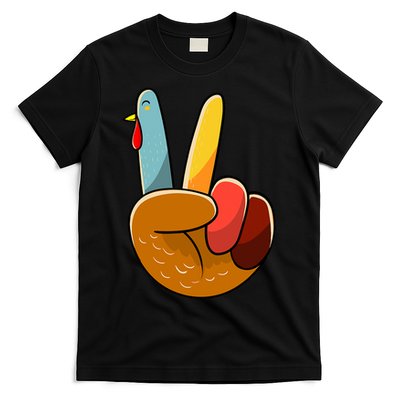 Turkey Peace Hand Sign Thanksgiving Thankful T-Shirt