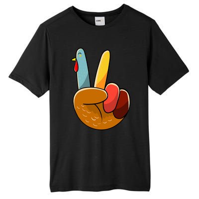 Turkey Peace Hand Sign Thanksgiving Thankful Tall Fusion ChromaSoft Performance T-Shirt