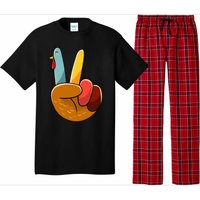 Turkey Peace Hand Sign Thanksgiving Thankful Pajama Set