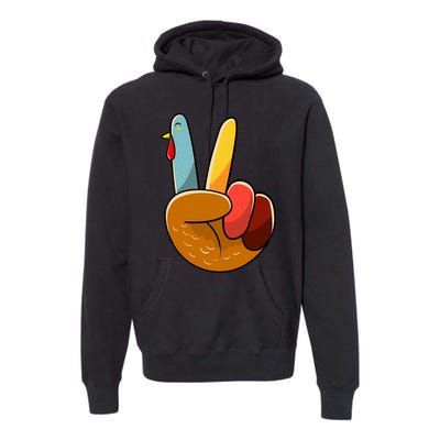 Turkey Peace Hand Sign Thanksgiving Thankful Premium Hoodie