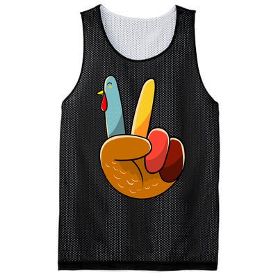 Turkey Peace Hand Sign Thanksgiving Thankful Mesh Reversible Basketball Jersey Tank