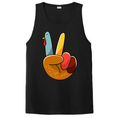 Turkey Peace Hand Sign Thanksgiving Thankful PosiCharge Competitor Tank