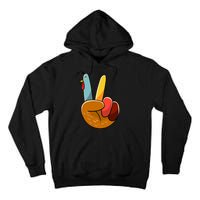 Turkey Peace Hand Sign Thanksgiving Thankful Tall Hoodie