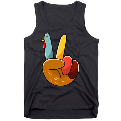 Turkey Peace Hand Sign Thanksgiving Thankful Tank Top