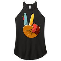 Turkey Peace Hand Sign Thanksgiving Thankful Women's Perfect Tri Rocker Tank