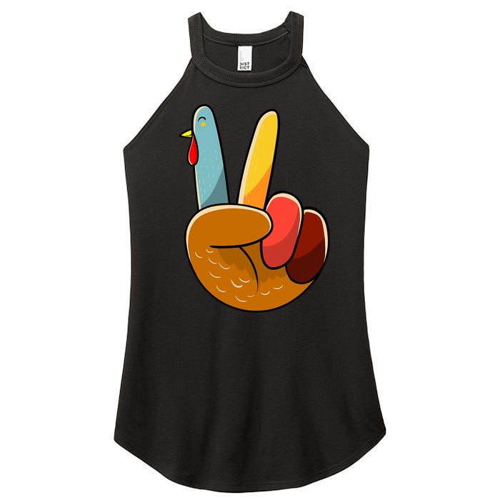 Turkey Peace Hand Sign Thanksgiving Thankful Women's Perfect Tri Rocker Tank