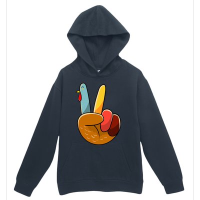 Turkey Peace Hand Sign Thanksgiving Thankful Urban Pullover Hoodie