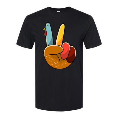 Turkey Peace Hand Sign Thanksgiving Thankful Softstyle CVC T-Shirt