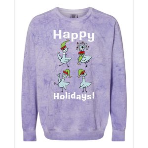 The Pigeon Happy Holidays Christmas Pigeon Colorblast Crewneck Sweatshirt