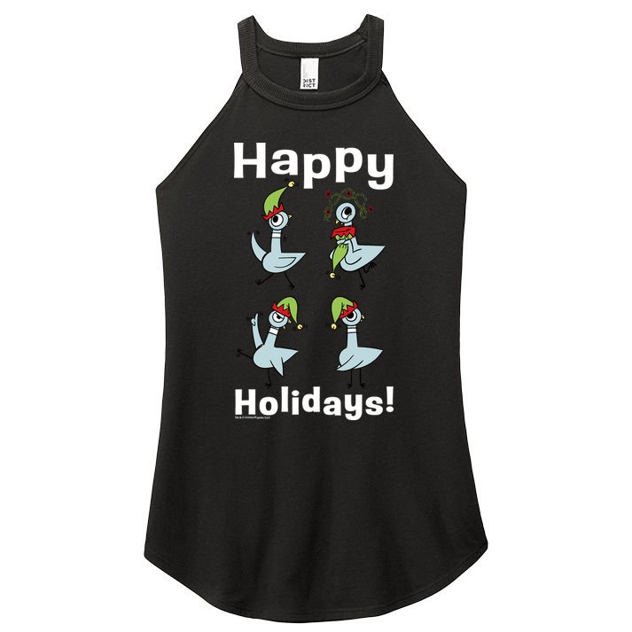 The Pigeon Happy Holidays Christmas Pigeon Women's Perfect Tri Rocker Tank