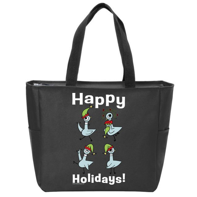 The Pigeon Happy Holidays Christmas Pigeon Zip Tote Bag