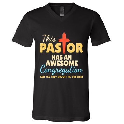 This Pastor Has An Awesome Congregation Preacher V-Neck T-Shirt