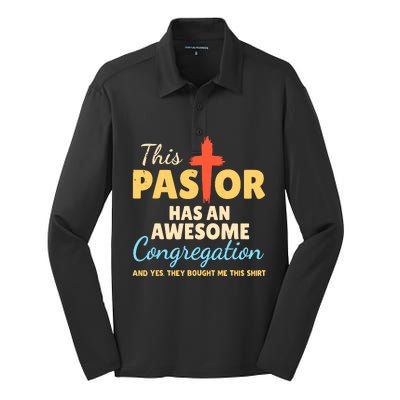 This Pastor Has An Awesome Congregation Preacher Silk Touch Performance Long Sleeve Polo