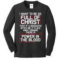 Theres Power In Blood Funny Religious Christian Kids Long Sleeve Shirt