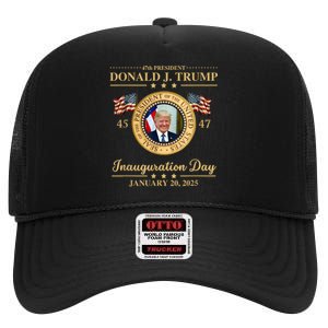 Trump Photo Inauguration Day January 2025 Usa Flag Formal High Crown Mesh Back Trucker Hat