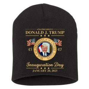 Trump Photo Inauguration Day January 2025 Usa Flag Formal Short Acrylic Beanie