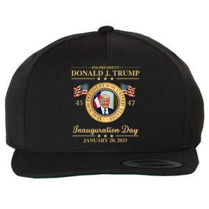 Trump Photo Inauguration Day January 2025 Usa Flag Formal Wool Snapback Cap